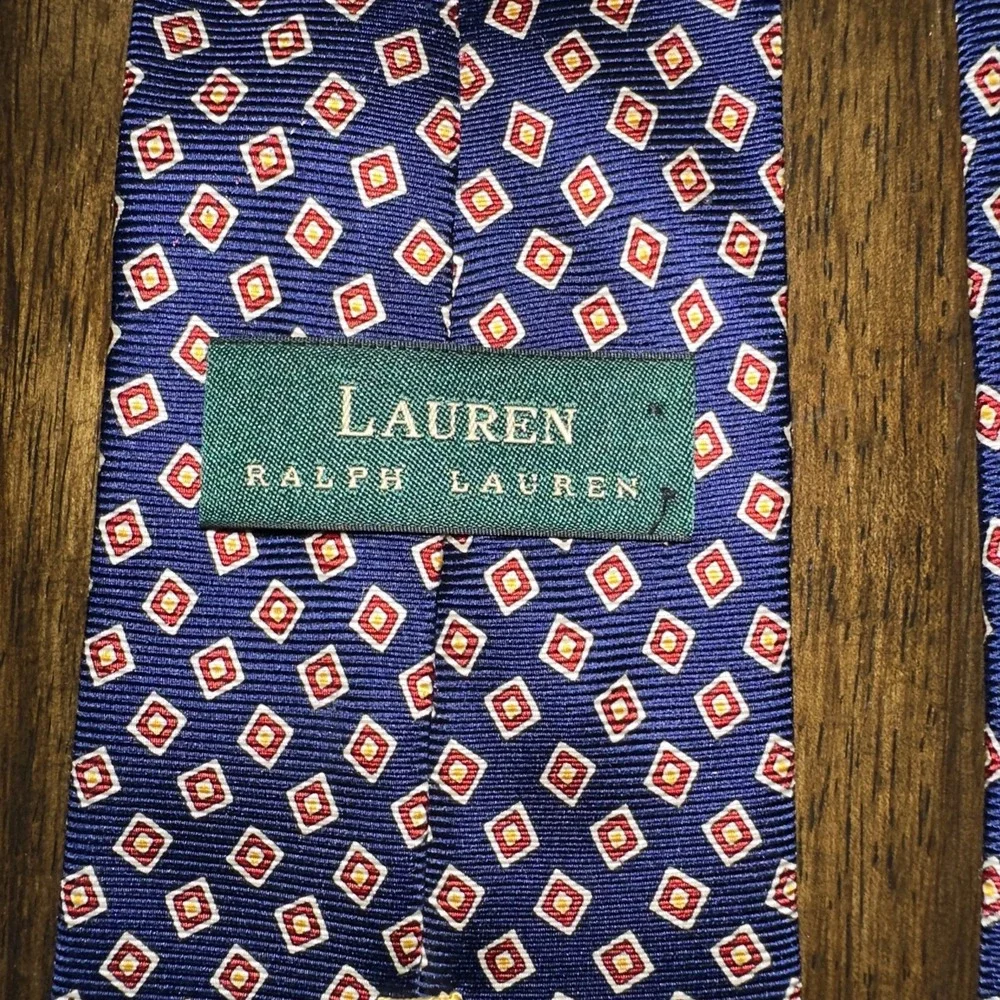 Vintage Lauren Ralph Lauren Necktie Mens‎ Blue/Red Shirt Tie 100% Silk